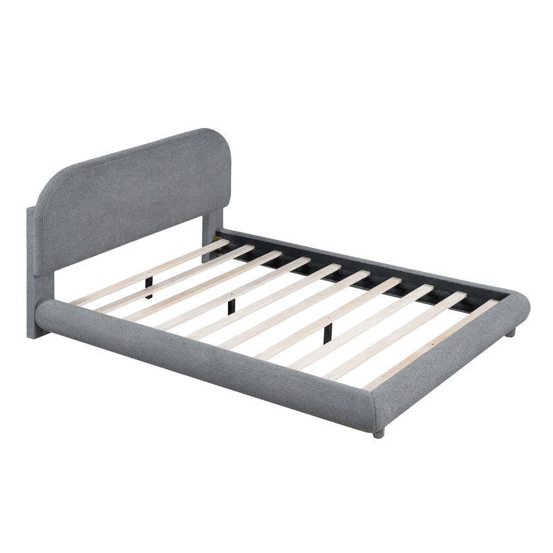 Upholstered Platform Bed With Thick Solid Frame And Stylish Curve-Shaped Design - R&R Furniture Gallery (Fountain Valley, CA)