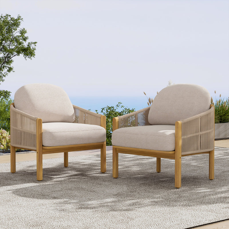 Grotta - Outdoor Wood Club Chair (Set of 2) - R&R Furniture Gallery (Fountain Valley, CA)