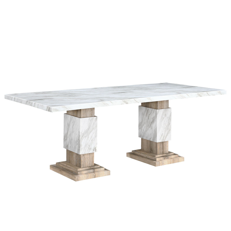 Global Furniture USA Stacey 5-piece dining table set with a rectangular table and four matching chairs in a modern dining room setting.