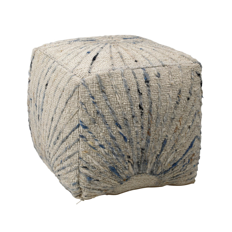 Kathleen - Pouf - Ivory And Blue