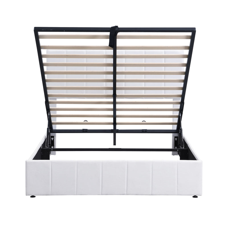 Elegant Upholstered Platform Bed With Hydraulic Storage System - R&R Furniture Gallery (Fountain Valley, CA)