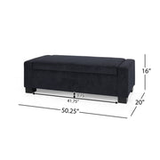 Noble House textured fabric ottoman bench with hinged lid, soft upholstery and sturdy wooden legs, ideal for living room decor.