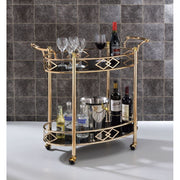 Ottesen - Serving Cart - Black Glass & Gold - R&R Furniture Gallery (Fountain Valley, CA)
