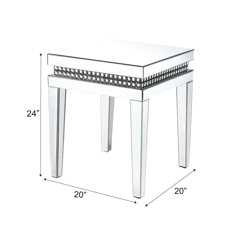 Lotus - 20" End Table - Mirrored & Faux Ice Cube Crystals - R&R Furniture Gallery (Fountain Valley, CA)