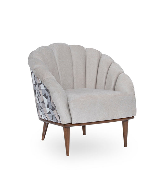 Balboa - Chenille Accent Chair - Beach Gray / Warm Walnut - R&R Furniture Gallery (Fountain Valley, CA)