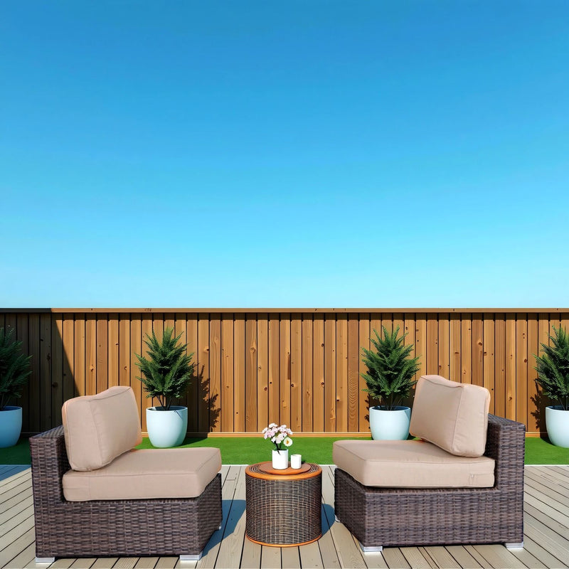 Wide Armless Outdoor Chairs With Cushions (Set of 2) - R&R Furniture Gallery (Fountain Valley, CA)