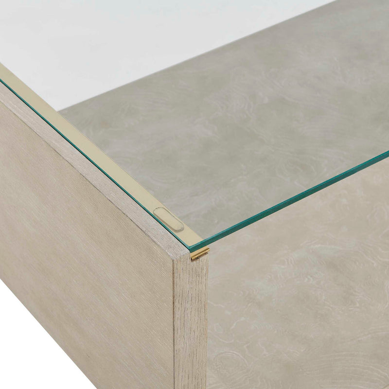 Maeva - Modern Glass Coffee Table - Woodtone