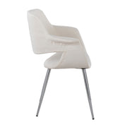 Set of two Lumi Source vintage flair art deco accent chairs with chrome legs in yellow, black, blue, or cream upholstery.