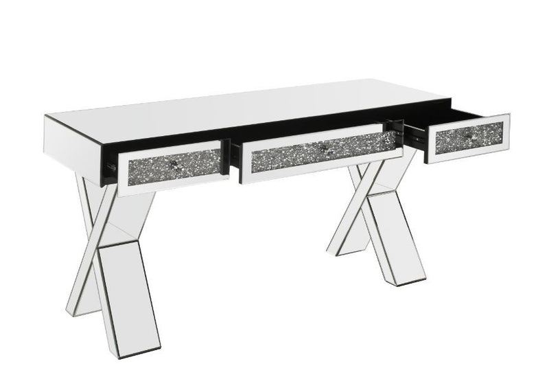 Noralie - 32" Writing Desk - Mirrored & Faux Diamonds - R&R Furniture Gallery (Fountain Valley, CA)