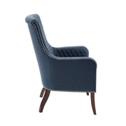 Accent Chair With Quilted Back And Silver Studs - Dark Blue - R&R Furniture Gallery (Fountain Valley, CA)