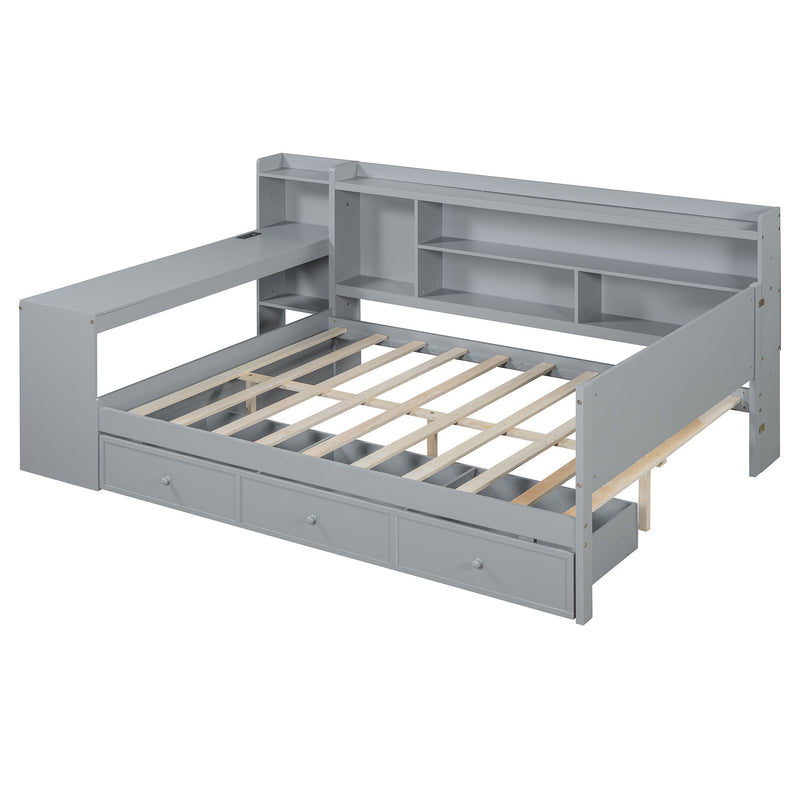 Daybed With 3 Drawers USB Ports And Desk - R&R Furniture Gallery (Fountain Valley, CA)