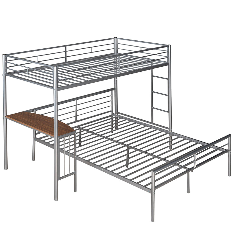 DreamHaus bunk bed with desk, ladder, and sturdy slats for bedroom, featuring a modern design and space-saving layout.