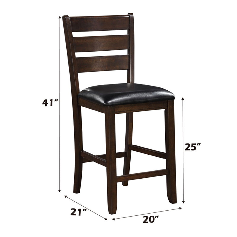 Urbana - Counter Height Chair (Set of 2) - Black Synthetic Leather & Espresso - R&R Furniture Gallery (Fountain Valley, CA)
