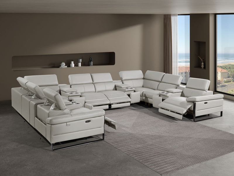 1246 - 12-Piece U-Shaped Modular Power Reclining Sectional With 4 Power Recliners And Power Headrests