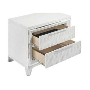 2 Drawer Nightstand With Accents - White