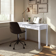 Handcrafted Warm Shaker writing desk by Simpli-Home with smooth wood surface and classic design for home office or study space.