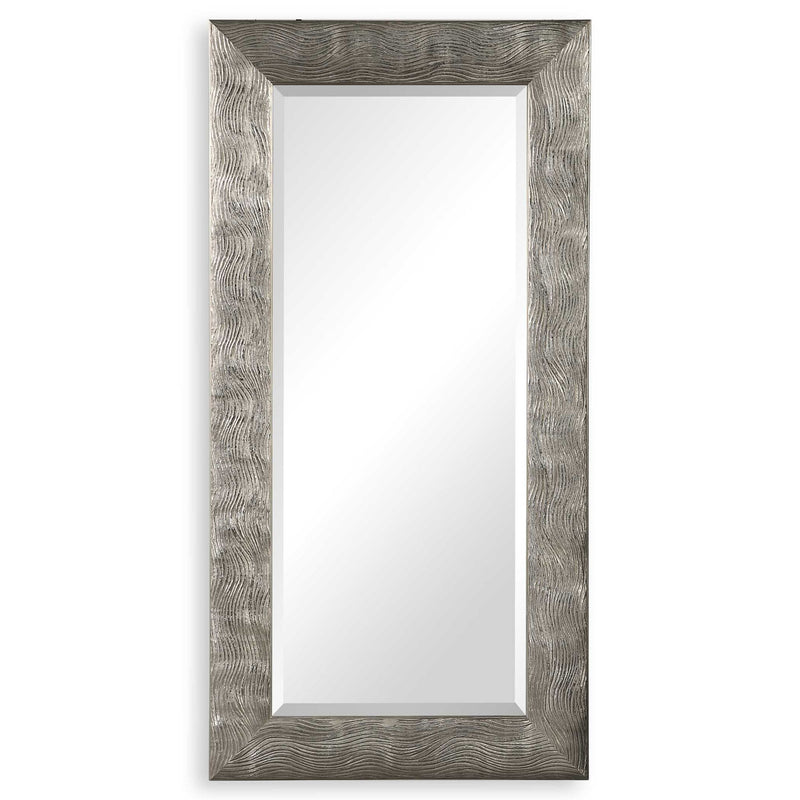 Silver Maeona metallic wall mirror by Uttermost featuring a sleek, reflective silver frame and modern design.