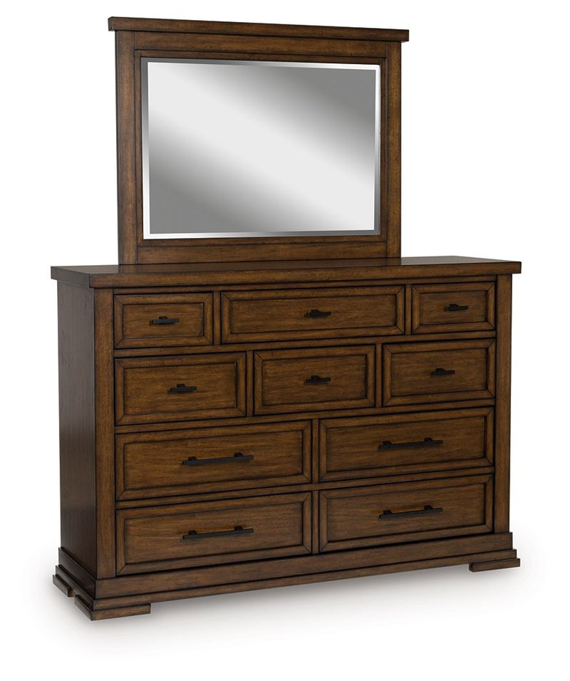 Taffenbrook - Dresser And Mirror - Medium Brown - R&R Furniture Gallery (Fountain Valley, CA)