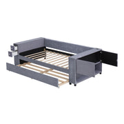 Upholstered Bed With Storage And Twin Trundle, USB Charging Ports - R&R Furniture Gallery (Fountain Valley, CA)