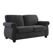 Soft Loveseat, Upholstered 2 Seater Couch, Loose Back Cushions And Turned Legs - R&R Furniture Gallery (Fountain Valley, CA)