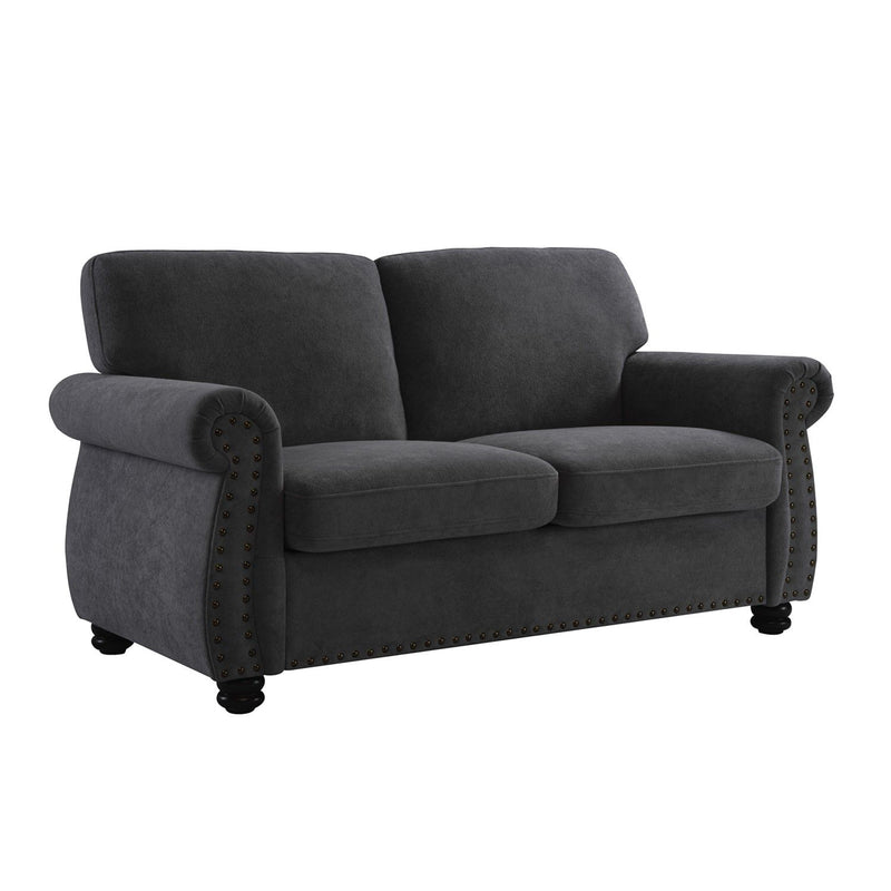 Soft Loveseat, Upholstered 2 Seater Couch, Loose Back Cushions And Turned Legs - R&R Furniture Gallery (Fountain Valley, CA)