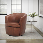 Barolo - 100% Italian Leather Swivel Club Chair (Set of 2) - R&R Furniture Gallery (Fountain Valley, CA)