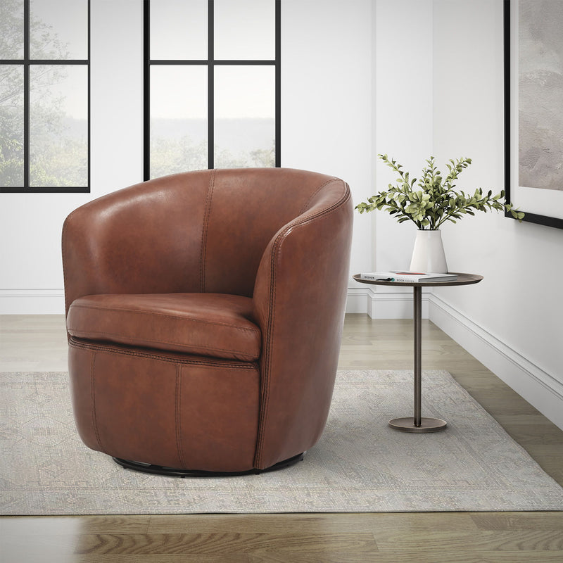 Barolo - 100% Italian Leather Swivel Club Chair (Set of 2) - R&R Furniture Gallery (Fountain Valley, CA)