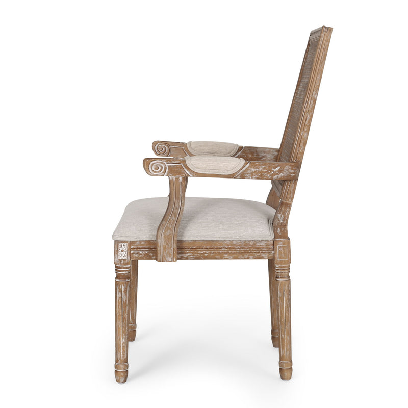 Elegant French Country Style Dining Chair With Cane Backrest - R&R Furniture Gallery (Fountain Valley, CA)