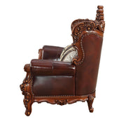 Eustoma - Loveseat - Cherry Top Grain Leather Match & Walnut - R&R Furniture Gallery (Fountain Valley, CA)