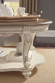 Realyn - Oval Cocktail Table - White / Brown - R&R Furniture Gallery (Fountain Valley, CA)