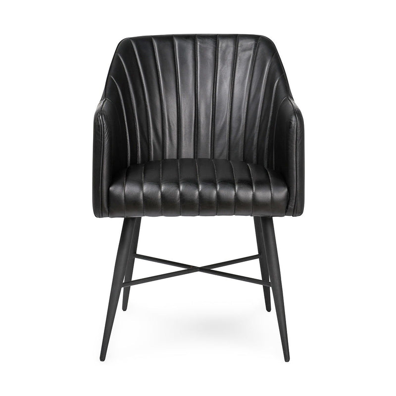 Leon - Leather Dining Chair - Midnight Raven - R&R Furniture Gallery (Fountain Valley, CA)