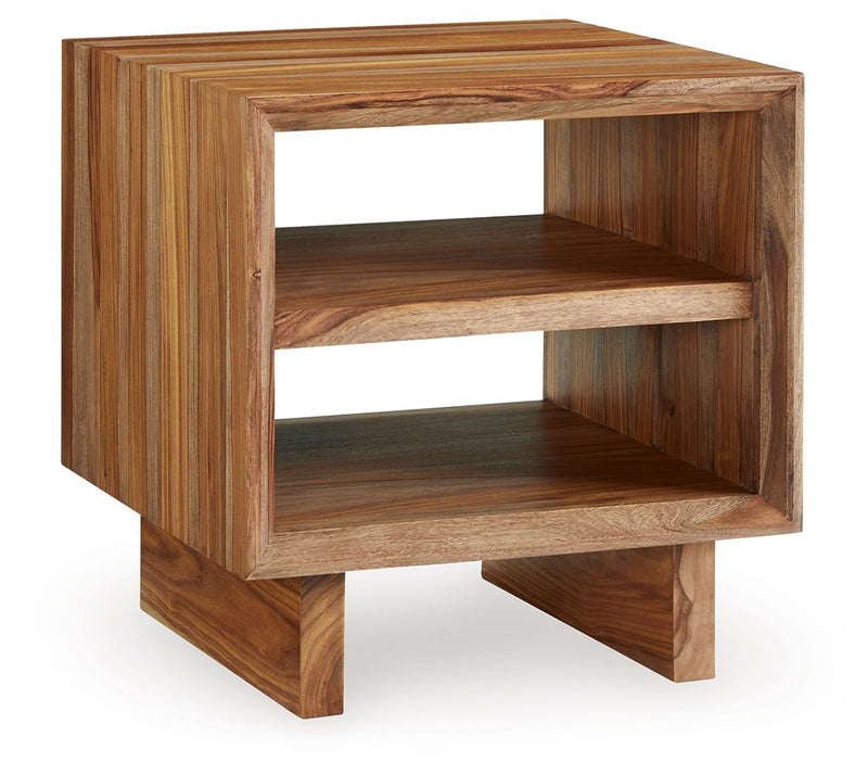 Dressonni - Square End Table - Brown - R&R Furniture Gallery (Fountain Valley, CA)