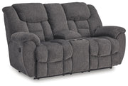 Foreside - Dbl Reclining Loveseat with Console - Charcoal - R&R Furniture Gallery (Fountain Valley, CA)