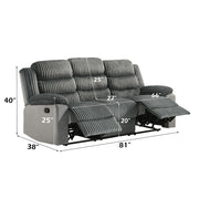 Lesley - Motion Sofa - Gray Corduroy & Velvet - R&R Furniture Gallery (Fountain Valley, CA)
