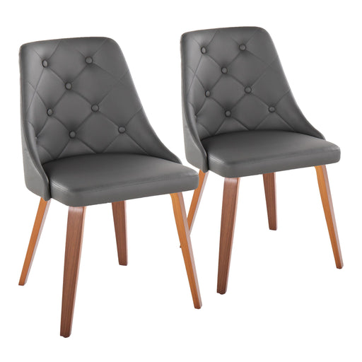 Pair of Lumi Source Marche contemporary dining chairs with sleek design and wooden legs, set of two for modern dining rooms.