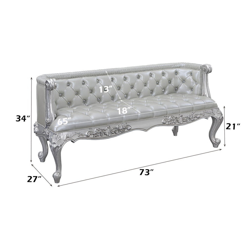 Valkyrie - Bench - Synthetic Leather & Antique Platinum - R&R Furniture Gallery (Fountain Valley, CA)