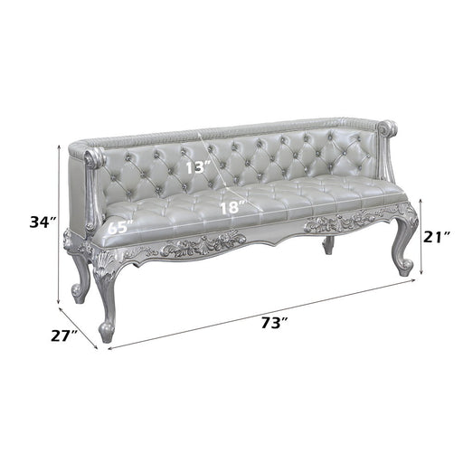Valkyrie - Bench - Synthetic Leather & Antique Platinum - R&R Furniture Gallery (Fountain Valley, CA)