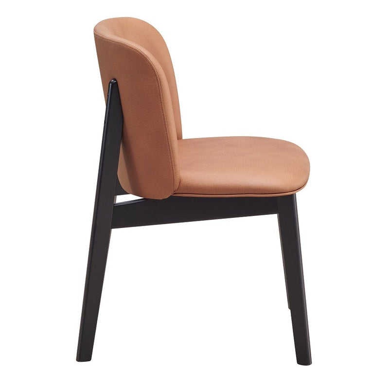 Eliora - Side Chair (Set of 2) - Camel Polish Microfiber & Black - R&R Furniture Gallery (Fountain Valley, CA)