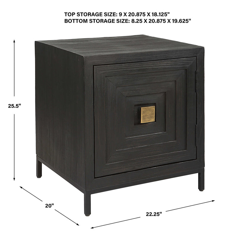 Uttermost Aiken accent cabinet with wood finish, featuring sleek design and storage drawers for stylish home organization.