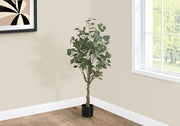 46" Tall, Artificial Plant, Eucalyptus Tree, Indoor, Faux, Fake, Floor, Greenery, Potted, Decorative - Green / Black - R&R Furniture Gallery (Fountain Valley, CA)