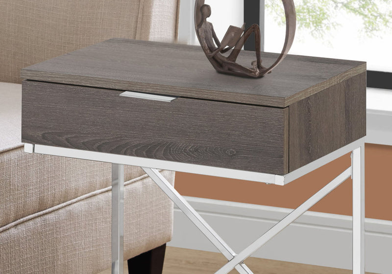 Accent Side Table, Storage Drawer, Contemporary - Taupe - R&R Furniture Gallery (Fountain Valley, CA)