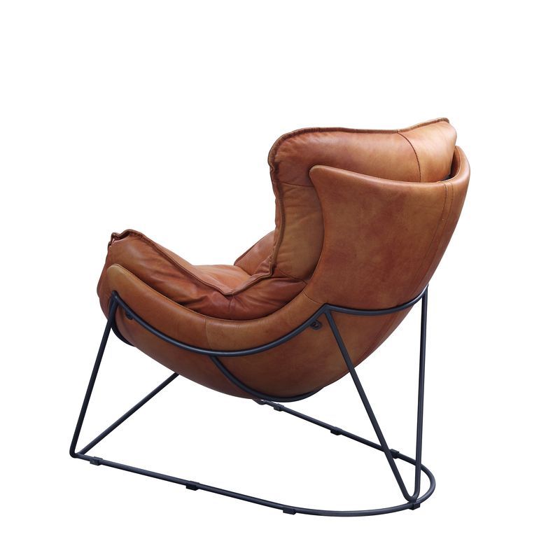 Thurshan - Accent Chair - Aperol Top Grain Leather & Black - R&R Furniture Gallery (Fountain Valley, CA)