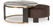 Jazmore - Nesting Cocktail Tables (Set of 2) - Brown / Brass Finish - R&R Furniture Gallery (Fountain Valley, CA)