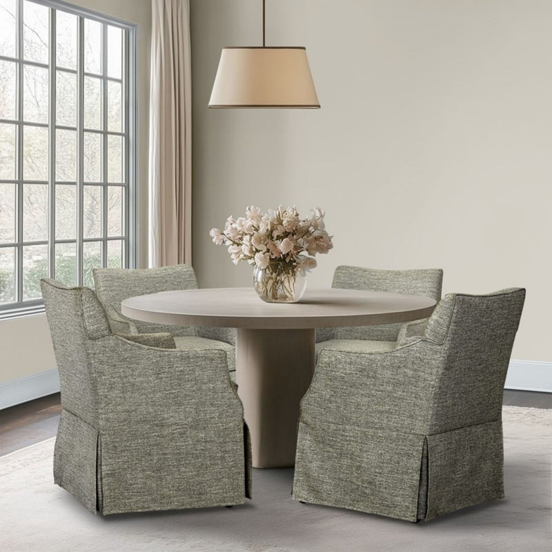 London - Upholstered Skirted Dining Arm Chair - R&R Furniture Gallery (Fountain Valley, CA)