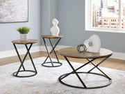 Set of three brown and black Signature Design by Ashley Cassbryn occasional tables, modern table set for living room decor