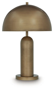 Signature Design by Ashley Wendfield metal floor lamp with a sleek, modern design and a tall, curved metal frame.