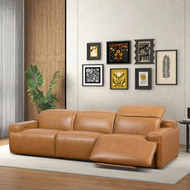 Urbana - Triple Power Recliner Sofa - Tan - R&R Furniture Gallery (Fountain Valley, CA)