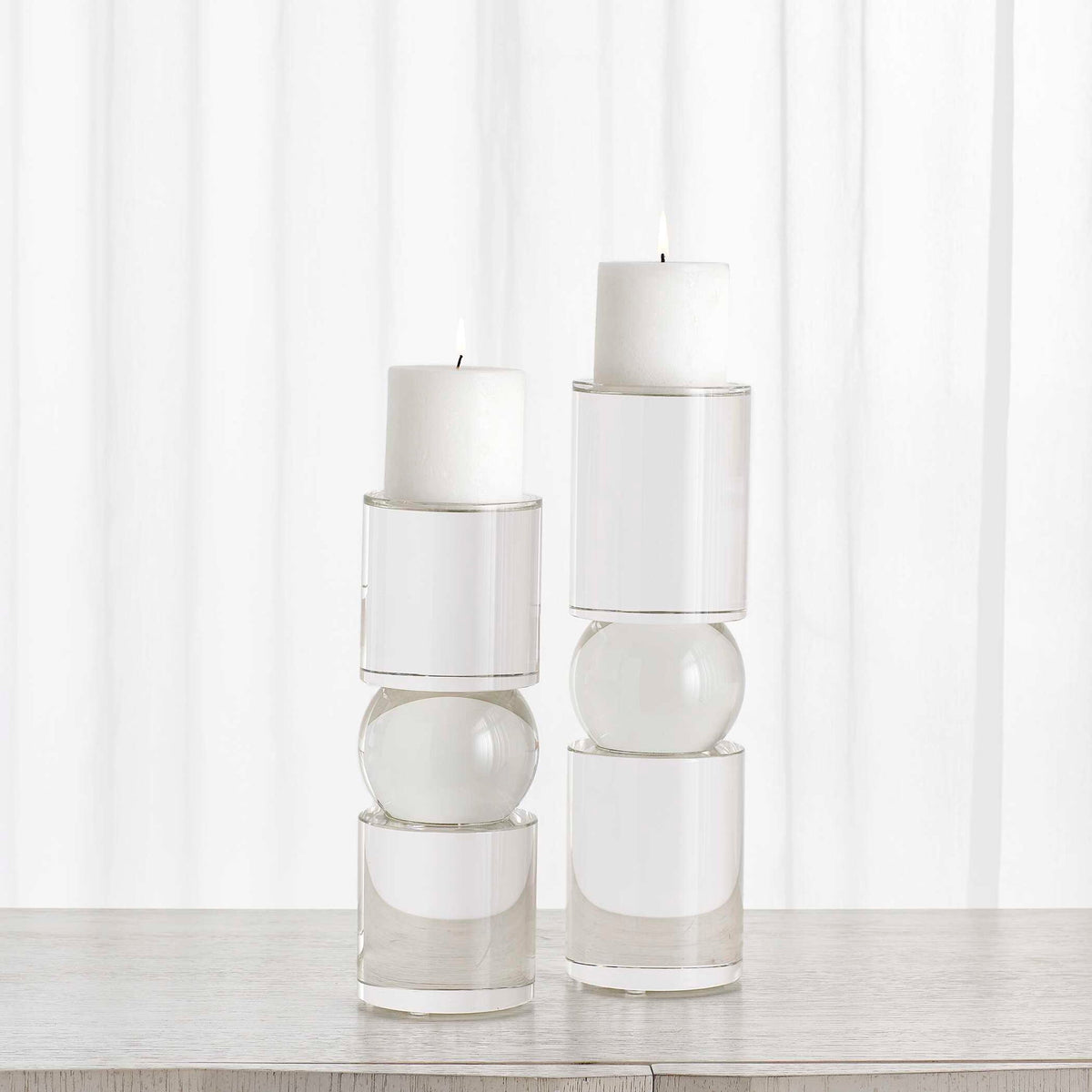 Luminous - Candleholders (Set of 2) - Pearl Silver