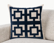 Navy blue 22x22 inch NV Corbin pillow from Classic Home's Novel Estate accent pillow collection.