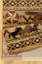 Tribes - 5'3" X 7'3" Southwest Area Rug Polypropylene - Beige - R&R Furniture Gallery (Fountain Valley, CA)